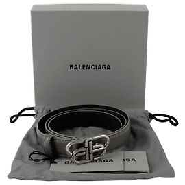 Balenciaga BB Logo Thin Belt Black