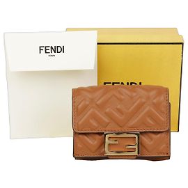 Fendi Baguette Micro Trifold Wallet Brown