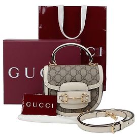 Gucci Horsebit Mini Top Handle Tote Shoulder Bag White