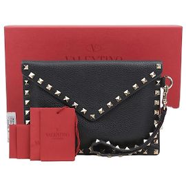 Valentino Rockstud Envelope Clutch Black
