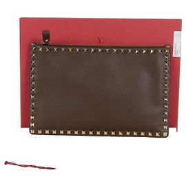 Valentino Clutch Rockstud Marrone