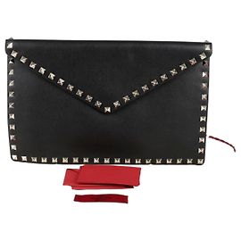 Valentino Rockstud Envelope Clutch Black