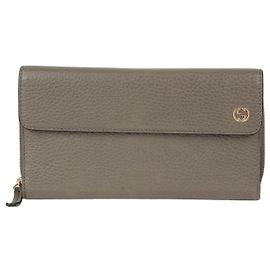 Gucci GG Metal Logo Long Wallet Brown