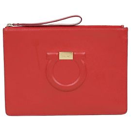 Salvatore Ferragamo Gancini Clutch Bag Red