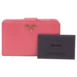 Prada Metal Logo Compact Wallet Pink
