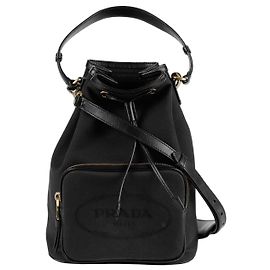 Prada Sac à main épaule large Duet Bucket Noir