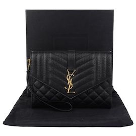Saint Laurent Bolsillo Envelope Matelassé Mix Negro