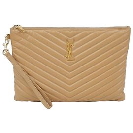 Saint Laurent Pochette pour tablette Monogram Marron