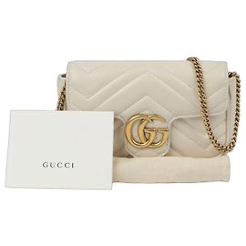 Gucci Borsa a tracolla GG Marmont Super Mini Chain Bianco