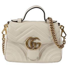 Gucci GG Marmont Mini Top Handle Tote Shoulder Bag White