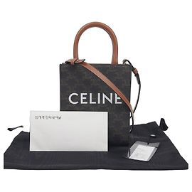 Céline Sac à main cabas mini vertical Marron