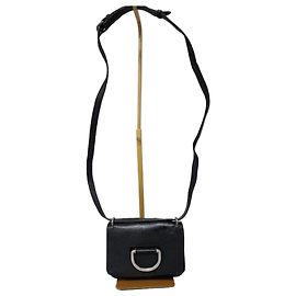 Bolsa crossbody mini D-Ring em couro preta BURBERRY Preto