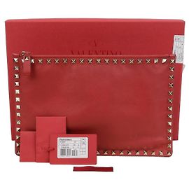 Valentino Rockstud Clutch Red