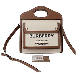 Burberry Pocket Mini Tote Shoulder Bag Brown