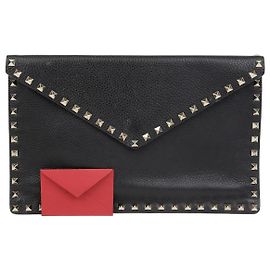 Valentino Rockstud Envelope Clutch Black