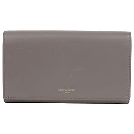 Saint Laurent Carteira Longa com Aba Marrom