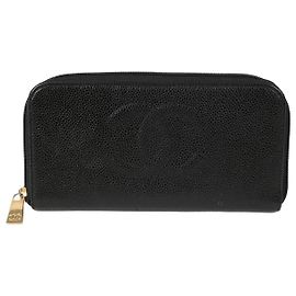 Chanel Caviar Skin Timeless Long Wallet Black