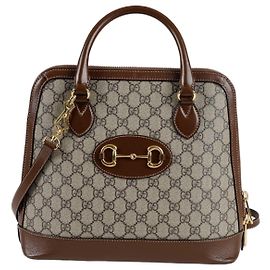 Gucci Horsebit Medium Tote Shoulder Bag Brown
