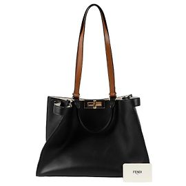 Fendi Peacock Small Tote Shoulder Bag Black