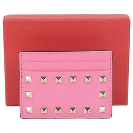 Valentino Rockstud Card Holder Pink