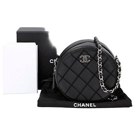 Chanel Bolsa transversal de corrente redonda Wild Stitch Preto