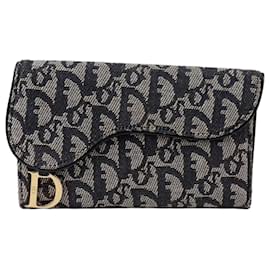 Dior-Vintage Oblique Saddle Wallet-Blue