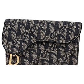 Dior Portafoglio a sella obliquo vintage Blu