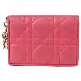 Dior Lady Flap Card Wallet Pink