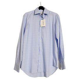 Camicia classica Lanvin azzurro chiaro a quadri Blu chiaro