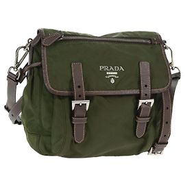 Prada Zip Buckle Messenger Bag Tessuto Small Green