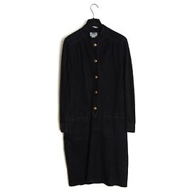 Céline cerca de 1990 Vestido Maxi de Camurça Preto FR40 UK12 US8 Preto