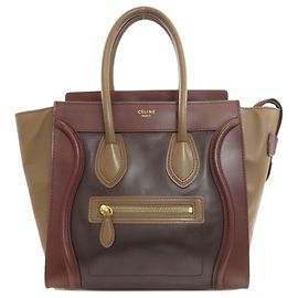 Céline Bolsa Tote Micro Luggage da Celine Marrom Preto Bordeaux