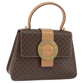 Céline Celine Vintage Macadam Handbag Canvas Brown