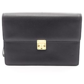Yves Saint Laurent Black Leather Clutch Bag Black