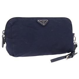 Prada Tasche Nylon Marine Silber Auth hk3259 Silber Marineblau