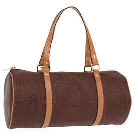 Bolso de mano ETRO de PVC marrón y dorado Auth 158540 Castaño Dorado