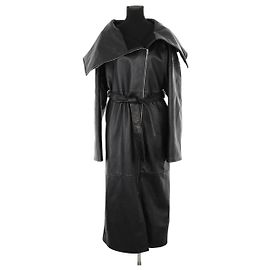 Sportmax Abrigo de cuero negro Negro