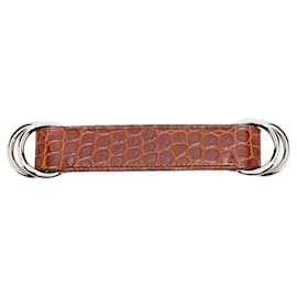 Schlüsselanhänger aus braunem Krokodilleder von Hermès - 2000er Jahre Braun
