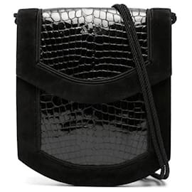 Schwarze Krokodilledertasche von Yves Saint Laurent Schwarz