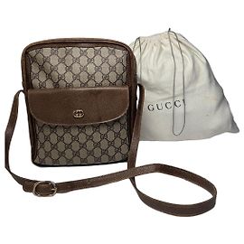 Bolsa de ombro de couro monograma Gucci vintage cinza / marrom Cinza