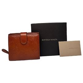 Vintage Bottega Veneta Butterfly Monogram Leather Wallet Brown Brown