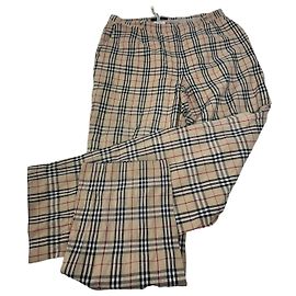 Calças de algodão Nova Check Burberry vintage 40/L Bege