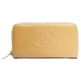 Chanel Wallet Beige Grain Leather Beige