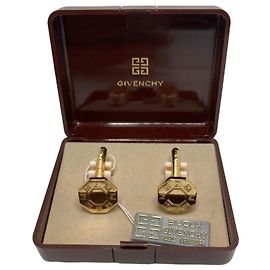 Abotoaduras Givenchy motivo geométrico douradas Dourado