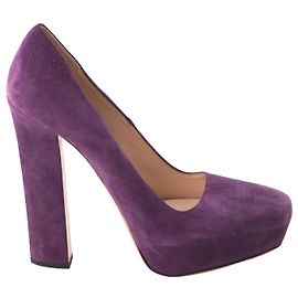 Escarpins en daim violet Prada avec talon bloc Violet