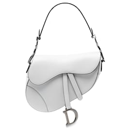 Dior-Dior White Smooth Calfskin Saddle Bag-White