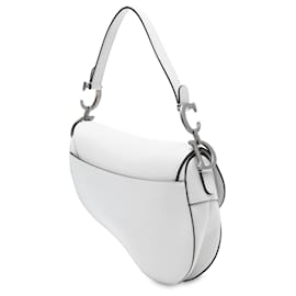 Dior-Dior White Smooth Calfskin Saddle Bag-White