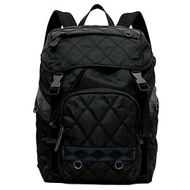 Prada Quilted Nylon and Leather Backpack Black