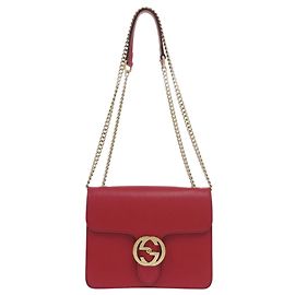 Borsa a Spalla Gucci Interlocking G Chain Rosso