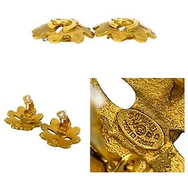 Boucles d'oreilles clips en or vintage Coco Mark de Chanel Doré